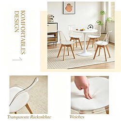 HOMAIRE Chaise blanc en similicuir, plastique, bois 42 x 42 x 83 cm pas cher