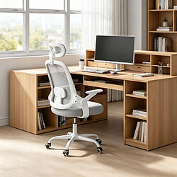 Avis HOMAIRE Chaise de bureau gris clair en métal et tissu maillé et polypropylène de 47 × 47 × 117.5 c