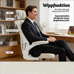 Avis HOMAIRE Chaise de bureau naturel en métal et tissu maillé et PU de 62 × 62 × 123.5 cm