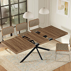 HOMAIRE Table à manger extensible, noyer, en mdf 180 x 80 x 76 cm pas cher
