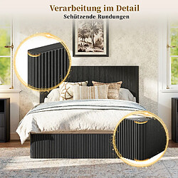 HOMAIRE Lit noir en décor bois et métal de 210 x 156 x 113.5 cm pas cher