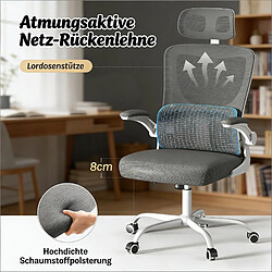 HOMAIRE Chaise de bureau gris en métal et tissu maillé et PU de 62 × 62 × 123.5 cm pas cher