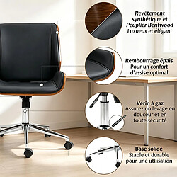 Avis HOMAIRE Chaise de bureau noir en Nylon et acier et bois de 60 × 60 × 96 cm