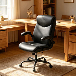 HOMAIRE Chaise de bureau noir en métal et plastique et PU de 50 × 50 × 113 cm pas cher