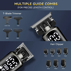 Hatteker HT-6186 Kit coiffure 6-en-1 comprenant tondeuse cheveux et tondeuse précision, sans fil, 6 500/7 000 tr/min, IPX6 pas cher