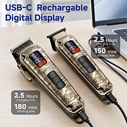 Acheter Hatteker HT-862 Ciseau à cheveux 2-en-1 et kit coupe précis avec écran LCD, USB-C, 6500-7500 bronze
