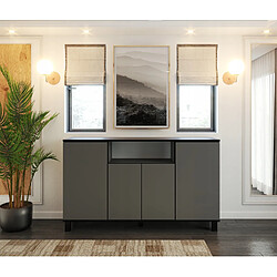 Acheter Grande Commode 140 cm STIV-MEUBLES Gris Mat - Meuble de Rangement, Buffet, Meuble TV 140 x 35 x 80 cm