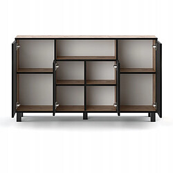 Avis Grande Commode 140 cm STIV-MEUBLES Chêne Wotan / Noir Mat - Meuble de Rangement, Buffet, Meuble TV 140 x 35 x 80 cm