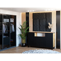 Acheter Grande Commode 140 cm STIV-MEUBLES Chêne Wotan / Noir Mat - Meuble de Rangement, Buffet, Meuble TV 140 x 35 x 80 cm