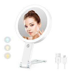 Avis INF Miroir de Maquillage LED avec Support Ours - Grossissement 30x, Portable & Rechargeable Wh