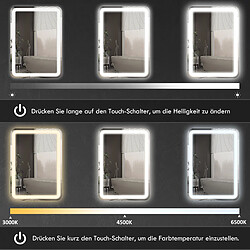 Avis Generic Home Miroir LED Salle de Bain 50x70 cm avec Éclairage 3 Couleurs et Fonction Anti-buée