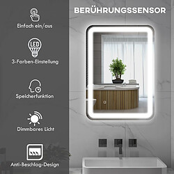 Generic Home Miroir LED Salle de Bain 50x70 cm avec Éclairage 3 Couleurs et Fonction Anti-buée pas cher
