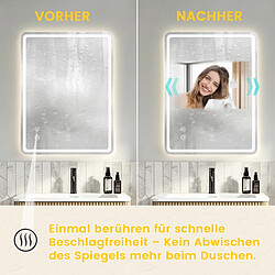 Acheter Generic Home Miroir LED salle de bain 60x80 cm sans cadre avec fonction anti-buée, éclairage 3 couleurs et commande tactile