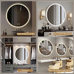 Generic Home Miroir salle de bain LED rond 80 cm avec anti-buée et éclairage 3 couleurs pas cher