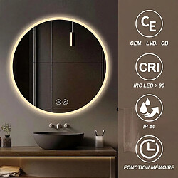 Avis Generic Home Miroir salle de bain LED rond 80 cm avec anti-buée et éclairage 3 couleurs
