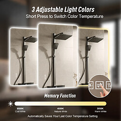 Acheter Generic Home Miroir salle de bain LED 60x100 cm avec éclairage arrière, anti-buée et variateur tactile