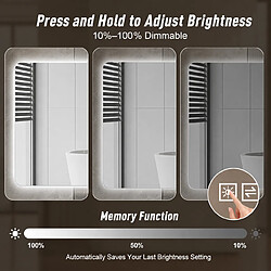 Generic Home Miroir salle de bain LED 60x100 cm avec éclairage arrière, anti-buée et variateur tactile pas cher
