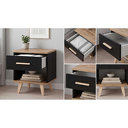 Acheter Stiv-Meubles Table de chevet 40,2 cm avec tiroir – Noir / Chêne Wotan – style loft pour chambre