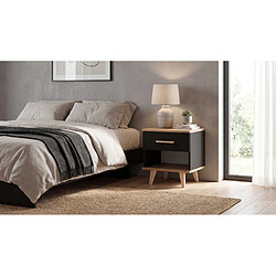 Avis Stiv-Meubles Table de chevet 40,2 cm avec tiroir – Noir / Chêne Wotan – style loft pour chambre