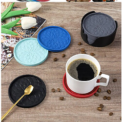 Avis INF Ensemble de 6 dessous de verre en silicone avec support Black