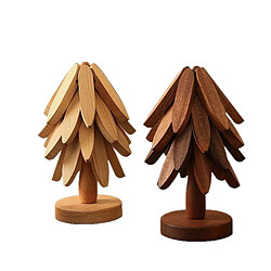 Avis INF Dessous de plat en bois massif en forme d'arbre - Protection thermique, pliable, couleur c