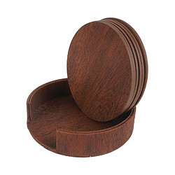 Acheter INF Pack de 6 sous-verres ronds en cuir PU avec supports Brown