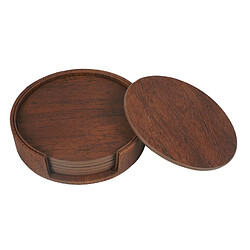 INF Pack de 6 sous-verres ronds en cuir PU avec supports Brown pas cher