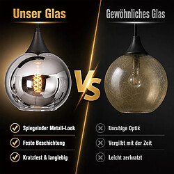 ZMH Suspension pour table à manger vintage lampe suspendue gris fumé réglable en hauteur Sans Ampoule pas cher