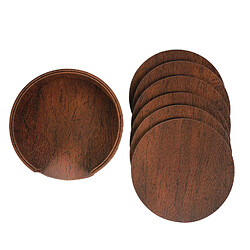 Avis INF Pack de 6 sous-verres ronds en cuir PU avec supports Brown