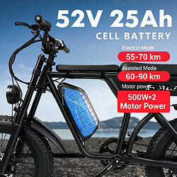 Acheter Vélo électrique F4 double moteur 1500W batterie 52V25Ah 55km/h,autonomie 80km,Shimano 7V