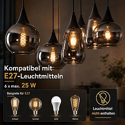 Acheter ZMH Suspension pour table à manger vintage lampe suspendue gris fumé réglable en hauteur Sans Ampoule