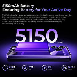 Acheter OUKITEL C6 Smartphone 5G 8Go+256Go Écran 6,8" 90Hz Batterie 5150mAh Appareil 50MP Android 15