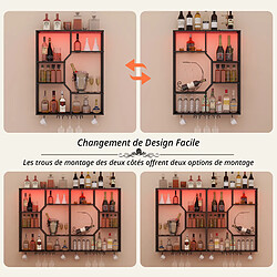 Acheter Rack de bar mural-Puluomis-Éclairage RGB contrôlable par APP, verre trempé 5?mm, supports pour verres, montage réversible-Noir