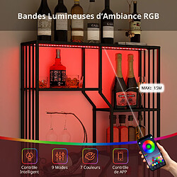 Avis Rack de bar mural-Puluomis-Éclairage RGB contrôlable par APP, verre trempé 5?mm, supports pour verres, montage réversible-Noir