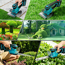 Avis Taille-haies et cisaille à gazon 2-en-1 sans fil, compatible batterie Makita, 2 batteries