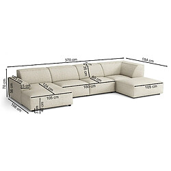 SELSEY - Canapé d'angle Sellmo - 366 cm - gauche - Beige foncé pas cher