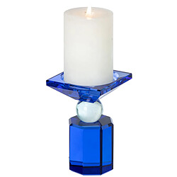 Avis Paris Prix Bougeoir Design en Verre Taillé 13cm Bleu