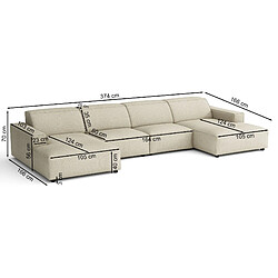 SELSEY - Canapé d'angle Sellmo - 368 cm - Gris clair pas cher
