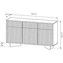 SELSEY - Buffet Semi - 153 cm - Chêne pas cher
