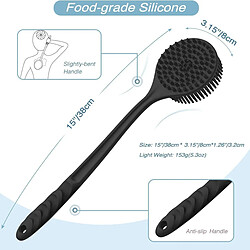 Avis INF Brosse de bain massante double face à long manche en silicone pour nettoyage profond et re