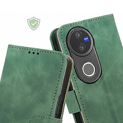 Avizar Étui Portefeuille pour Vivo V50 5G Effet Cuir de Velours avec Support Vert pas cher