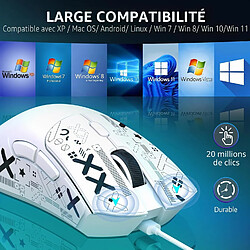 Avis Attack Shark R1 Souris gaming sans fil, connexion tri-mode, blanche