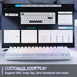 ATTACK SHARK X68 HE Clavier gaming 60 % RGB, Rapid Trigger 8000 Hz, précision RT 0,01 mm, switches magnétiques, Snap Tap, PC/Mac – Blanc pas cher