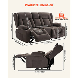 Avis VEVOR A1503-2DLR - brown - 2 places - Tissu suédé - Chauffage et massage