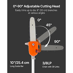 Acheter VEVOR 4300 - Orange/Black/Silver - 43 cc - Guide 25,4 cm - Perche 2,11-3,61 m - Réservoir 850 ml
