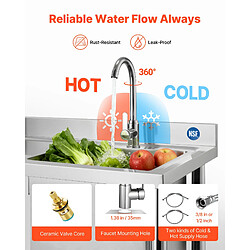 Acheter VEVOR SS100-2 - 100x50x94 cm - Inox - Cuve unique - Robinet 360° - Tablette réglable
