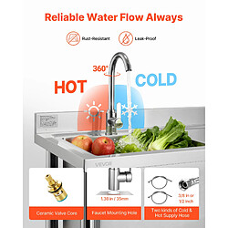 Acheter VEVOR SS1200-2 - Acier inoxydable - 120x50x94 cm - Cuve unique - Robinet 360°