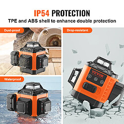 VEVOR CM03 - Niveau laser rotatif 3 x 360° - Lignes vertes - Portée 30 m - Précision 0,28 cm à 10 m - Autonomie 8 h - IP54 pas cher