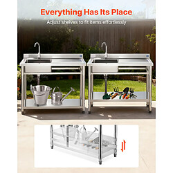 Avis VEVOR SS1200-1 - Acier inoxydable 120x50x94 cm - Cuve unique gauche - Robinet 360° eau chaude/froide