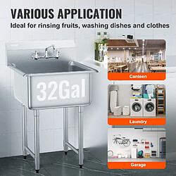 VEVOR S1C-242413 - 1 cuve 61x61 cm - Robinet 360° - Pieds réglables pas cher